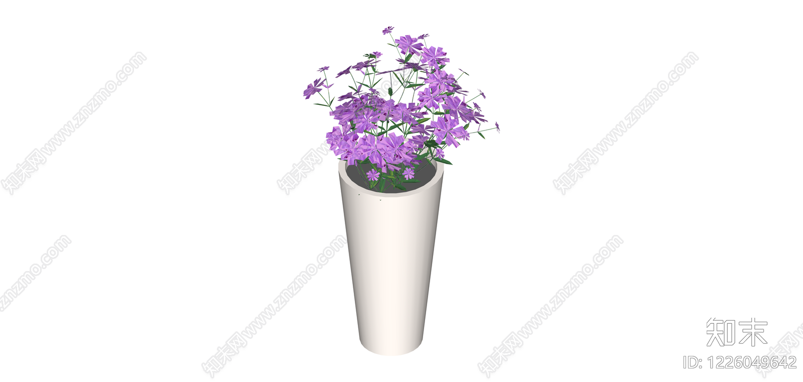 紫色花卉盆栽模型SU模型下载【ID:1226049642】