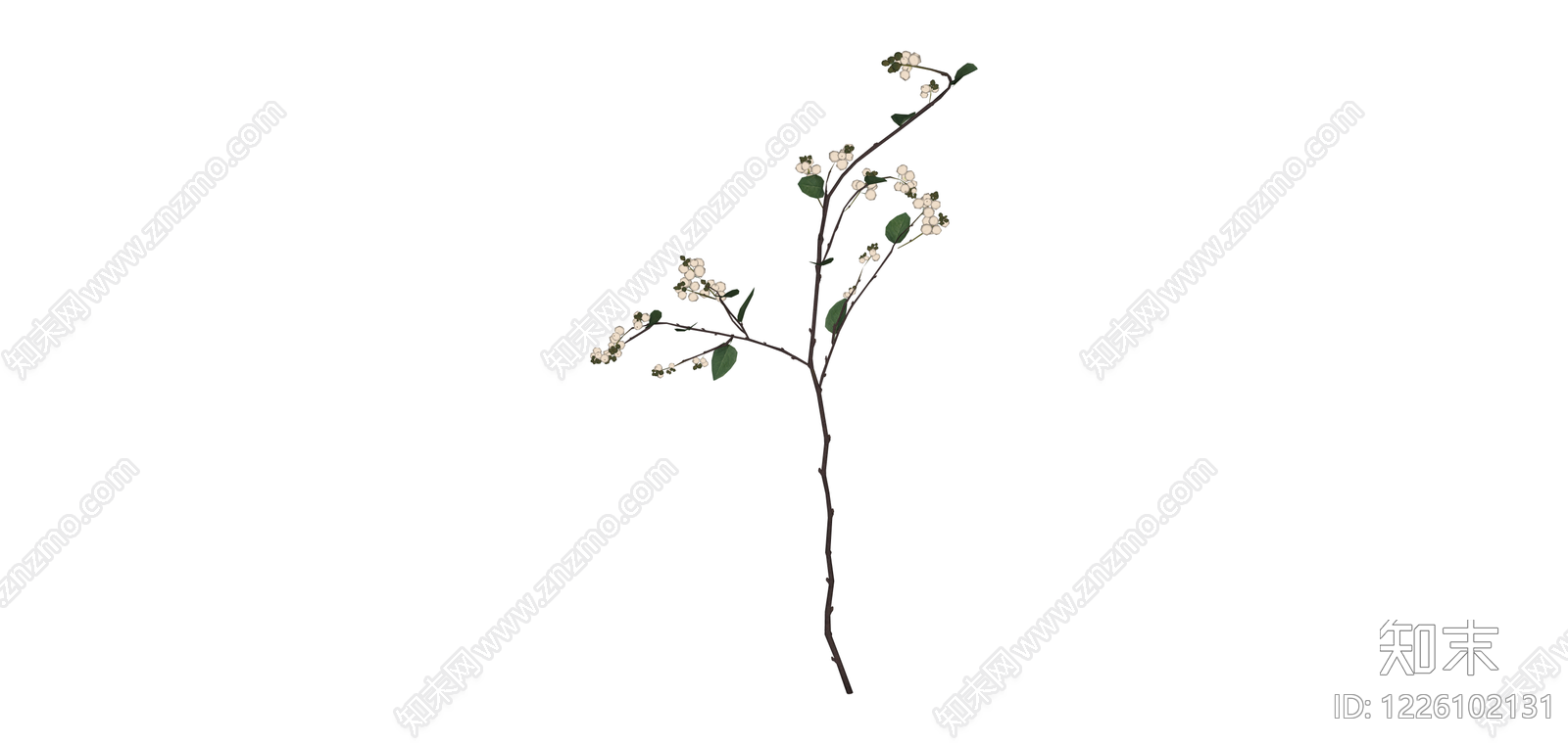 仿真白色小花枝条SU模型下载【ID:1226102131】