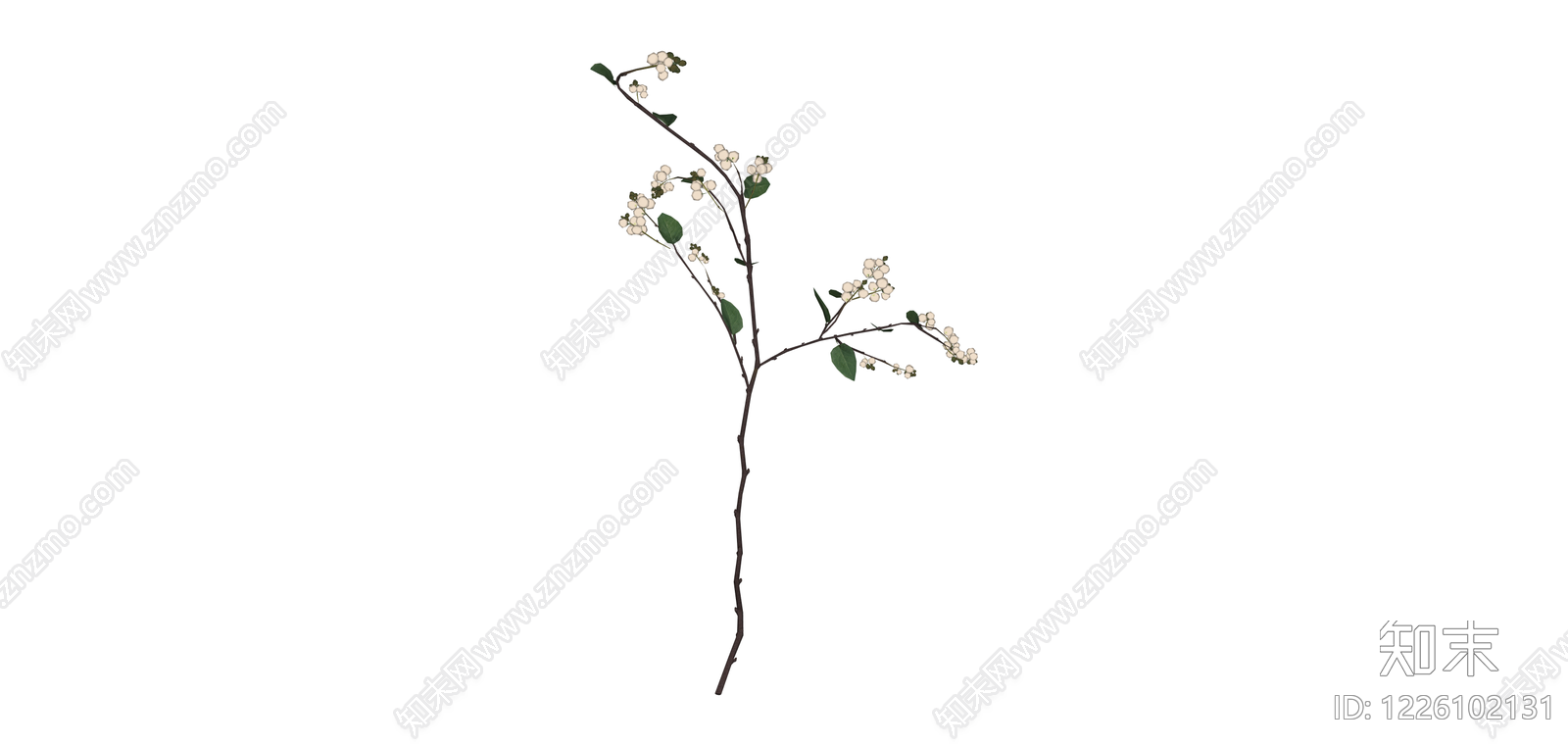 仿真白色小花枝条SU模型下载【ID:1226102131】