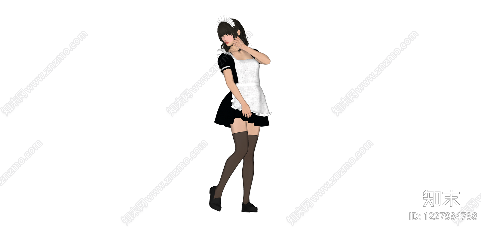 女仆装人物模型SU模型下载【ID:1227934738】
