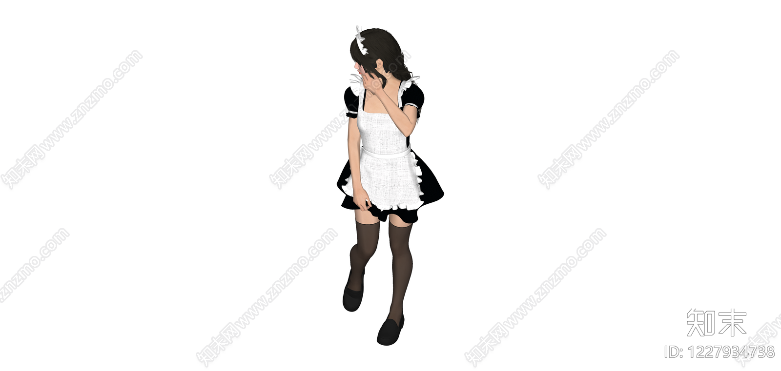 女仆装人物模型SU模型下载【ID:1227934738】