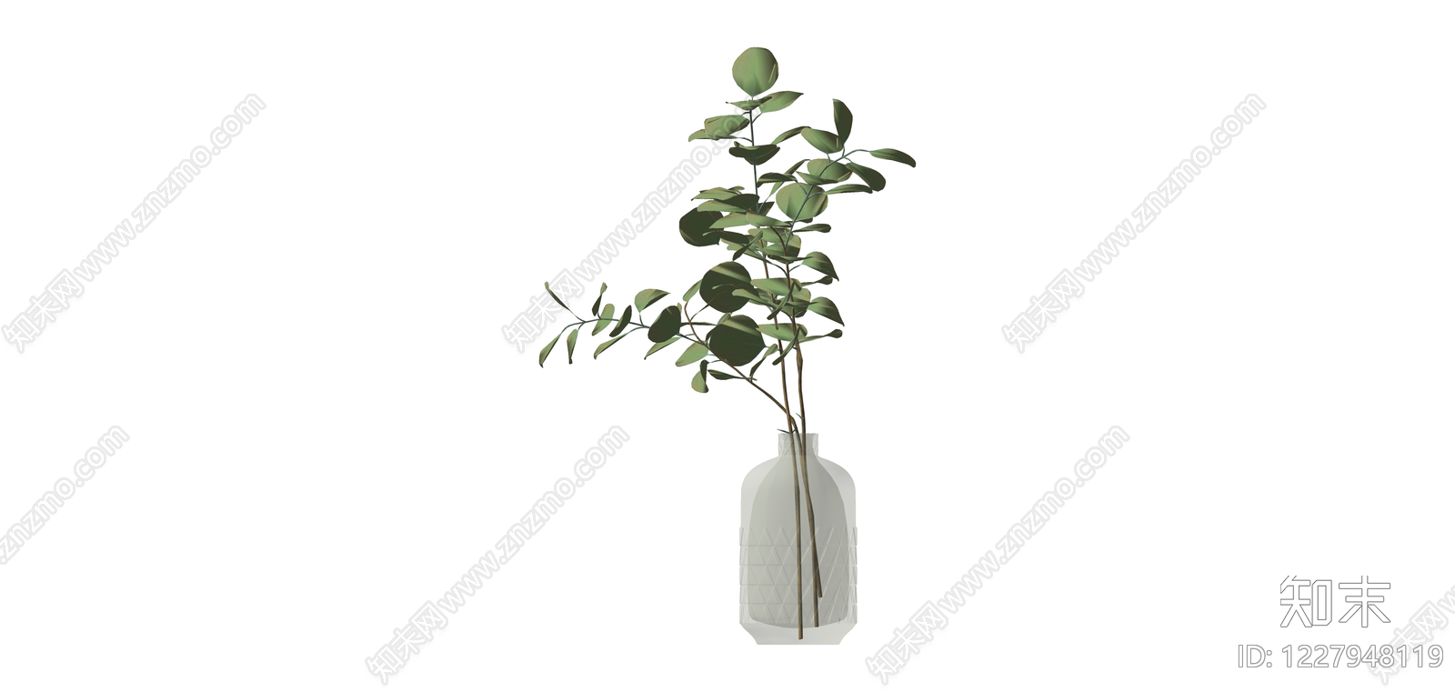 玻璃花瓶配尤加利叶SU模型下载【ID:1227948119】