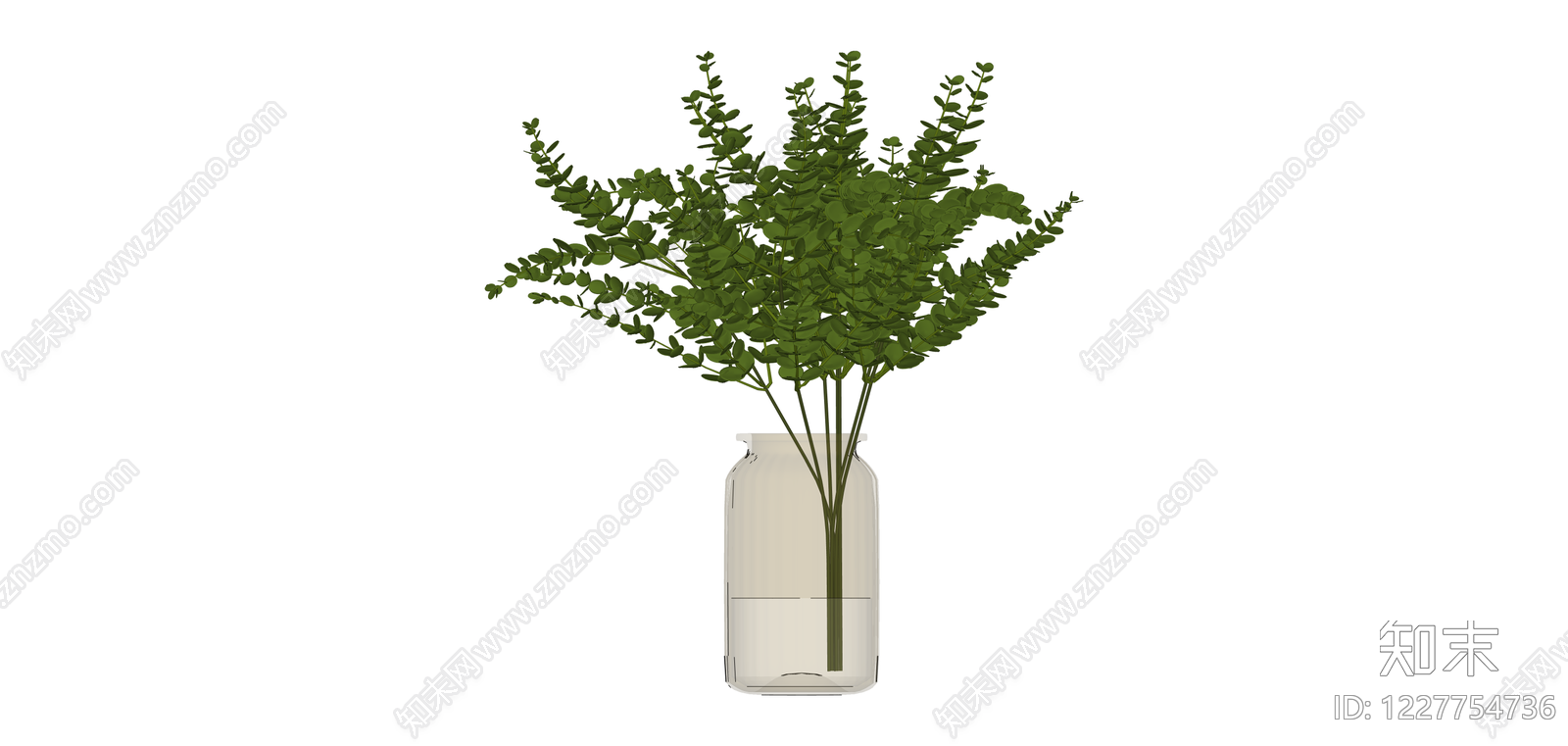 透明花瓶绿植组合SU模型下载【ID:1227754736】