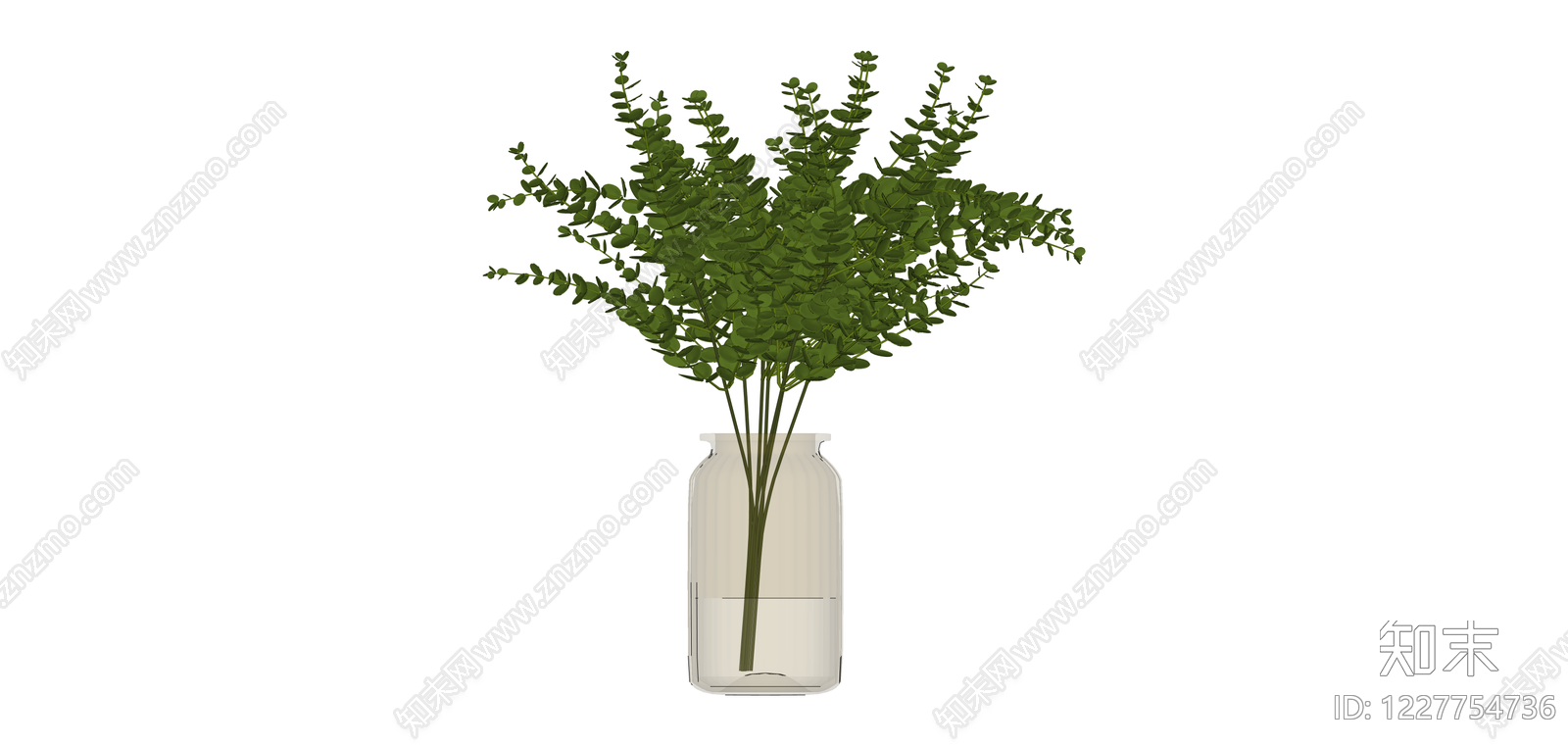 透明花瓶绿植组合SU模型下载【ID:1227754736】