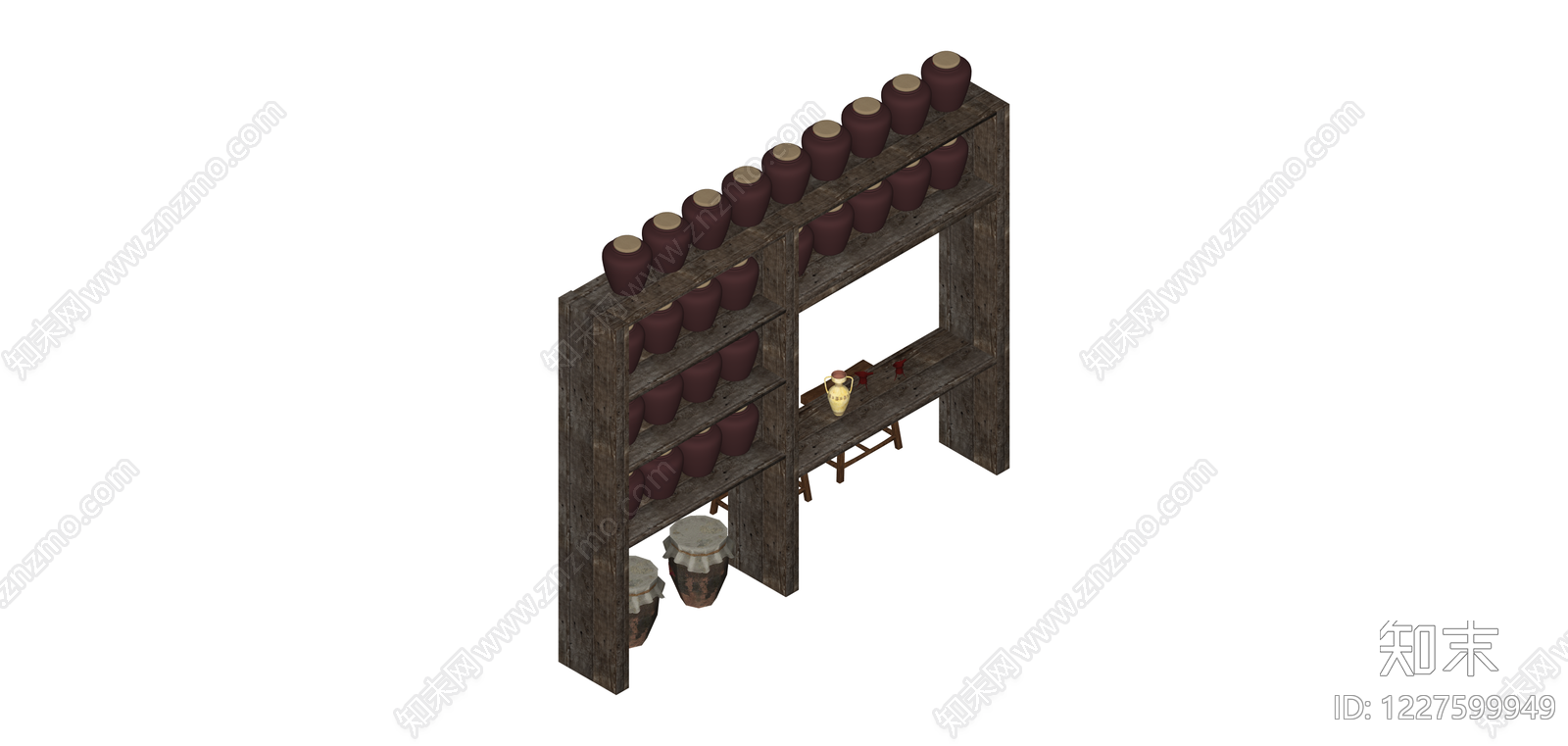 中式酒柜组合家具SU模型下载【ID:1227599949】
