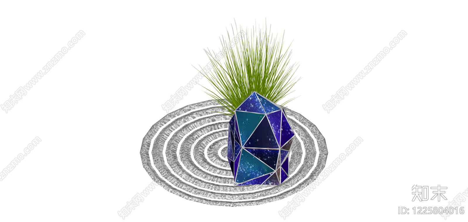 宇宙石与草丛景观组合SU模型下载【ID:1225804016】