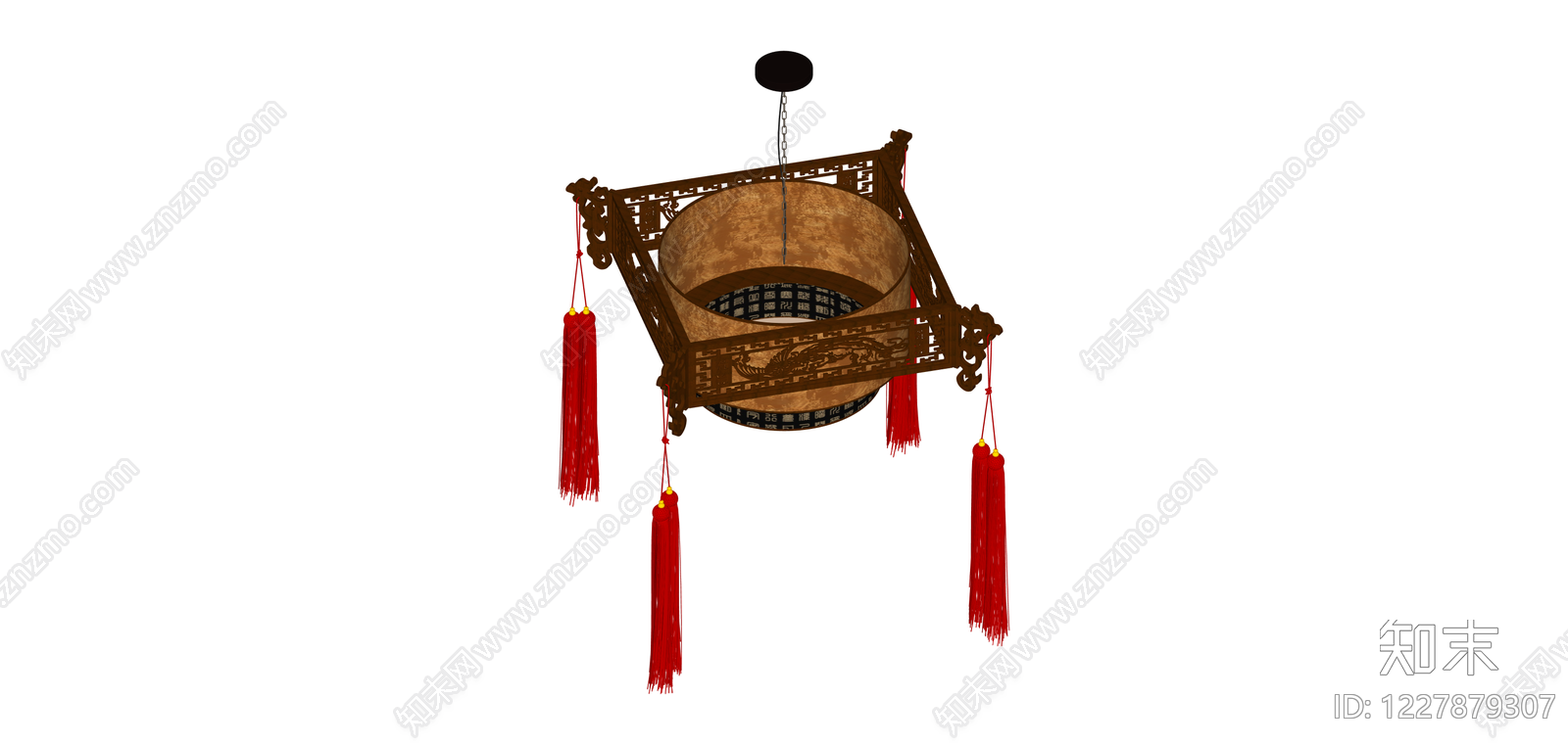 中式雕花木质吊灯SU模型下载【ID:1227879307】