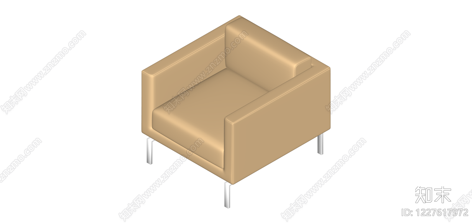 米色现代单人沙发SU模型下载【ID:1227617972】