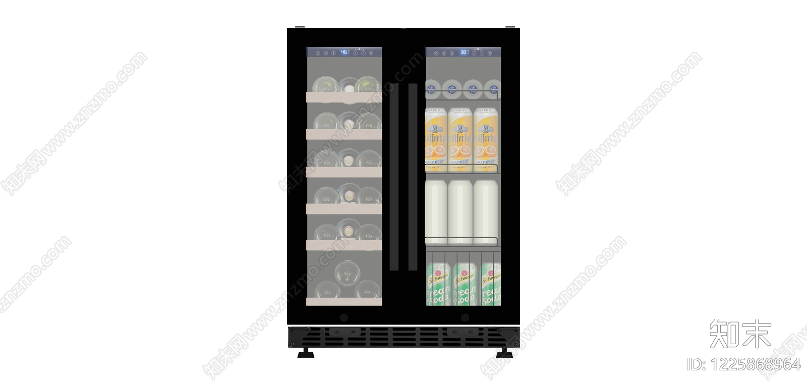 黑色双门饮料展示柜SU模型下载【ID:1225868964】