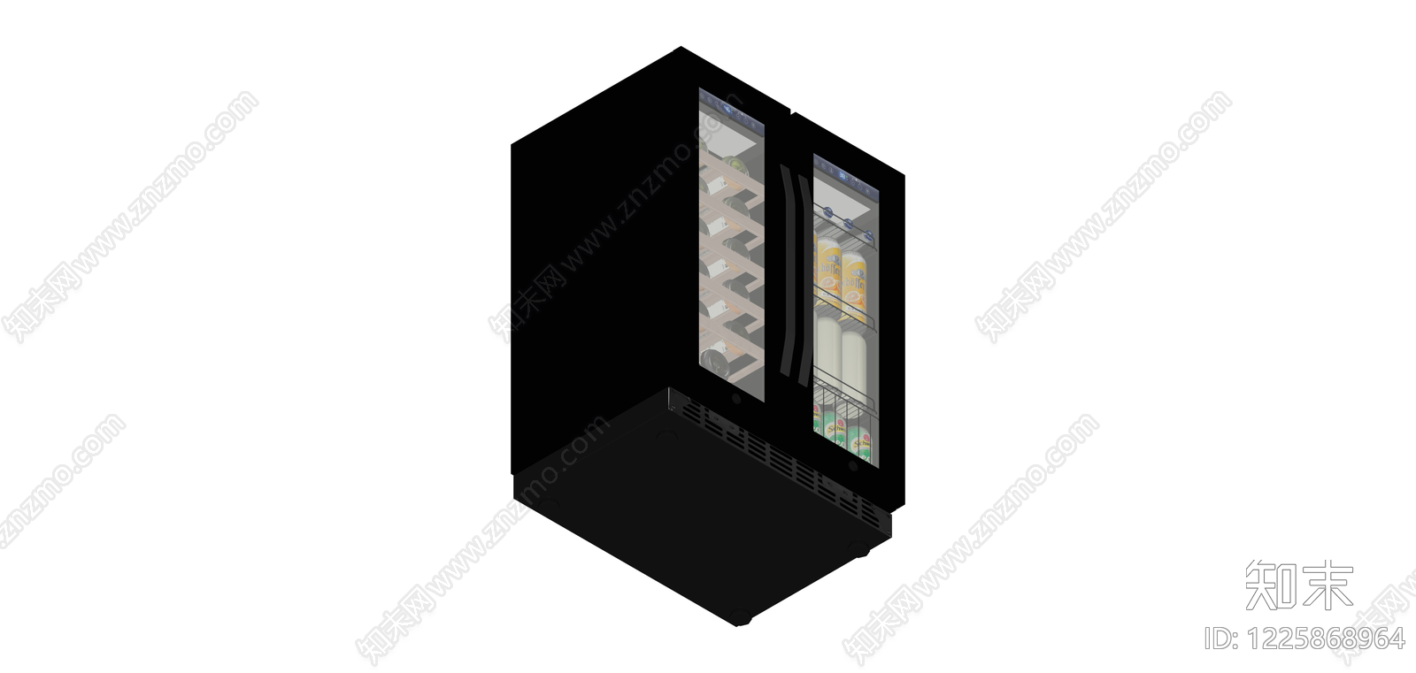 黑色双门饮料展示柜SU模型下载【ID:1225868964】