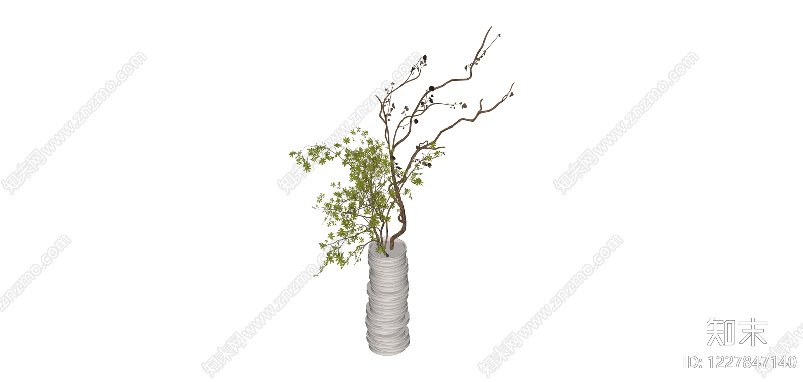 白模花艺组合SU模型下载【ID:1227847140】