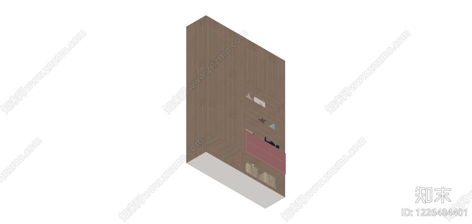 粉色儿童收纳柜SU模型下载【ID:1226484401】
