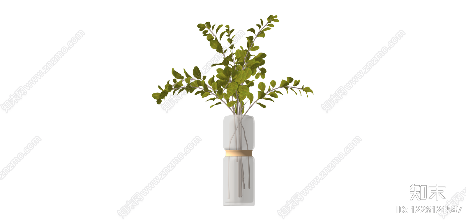 白色拼接花瓶绿植SU模型下载【ID:1226121547】