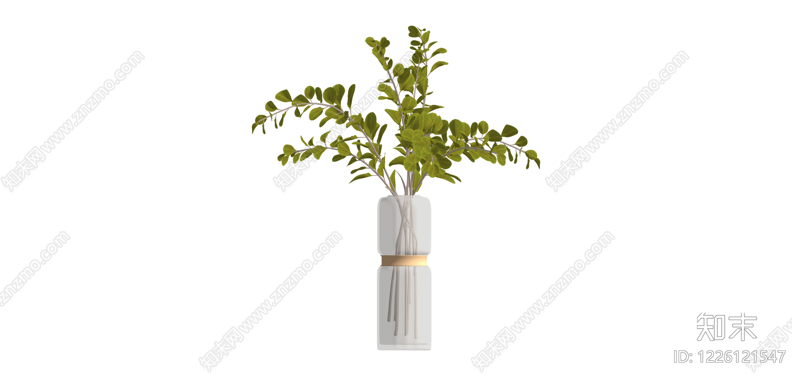 白色拼接花瓶绿植SU模型下载【ID:1226121547】