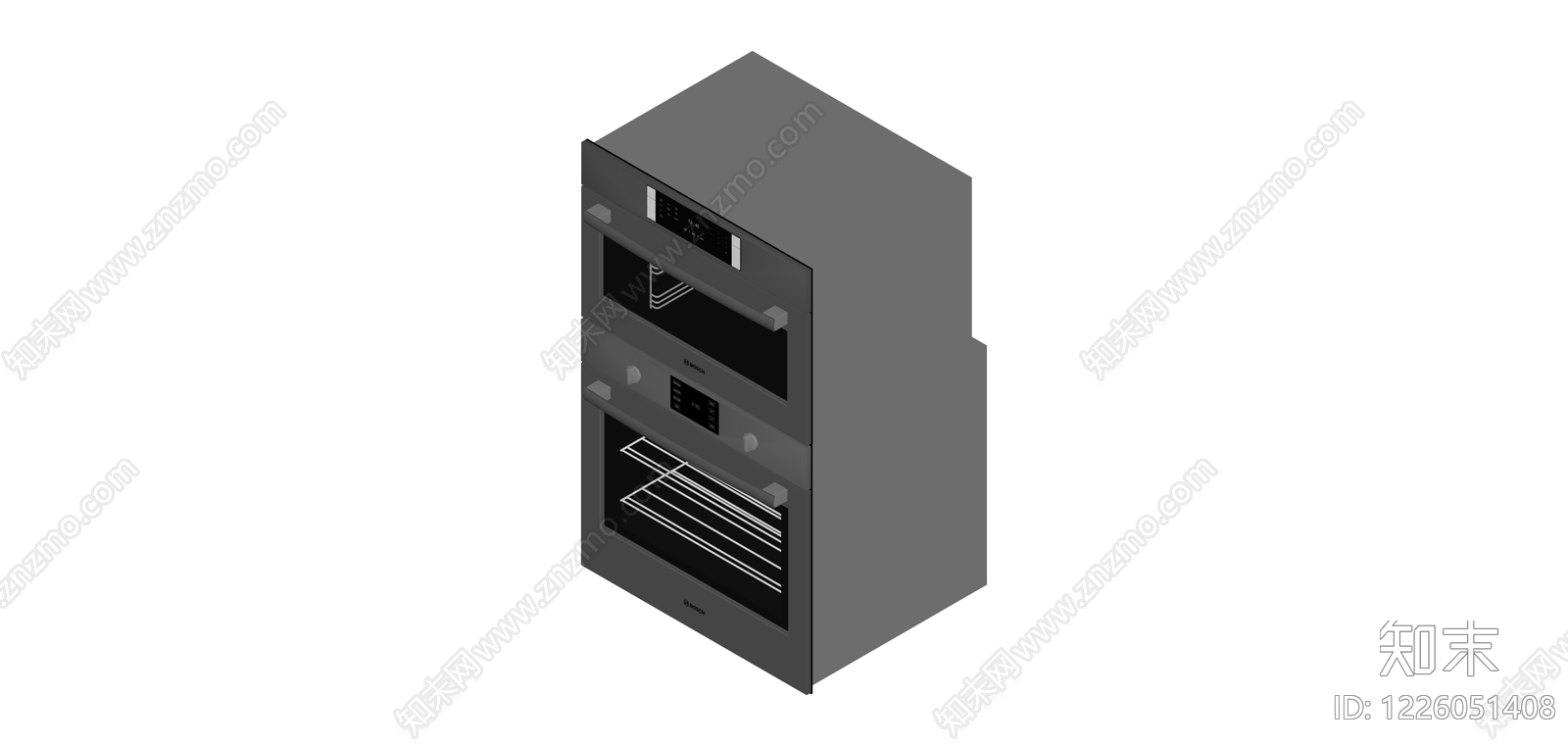 博世嵌入式烤箱组件SU模型下载【ID:1226051408】