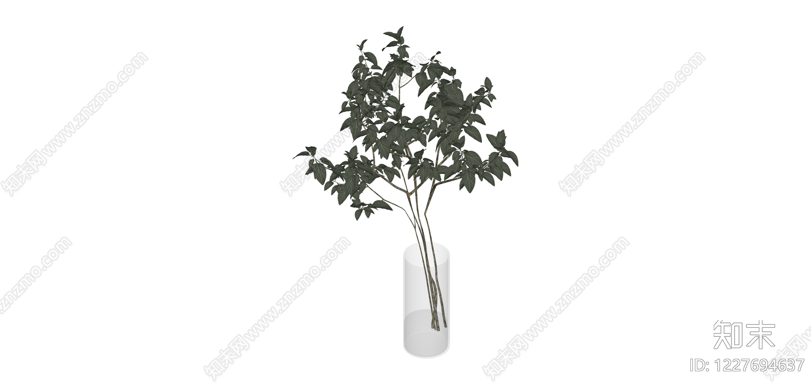 透明花瓶绿植组合SU模型下载【ID:1227694637】