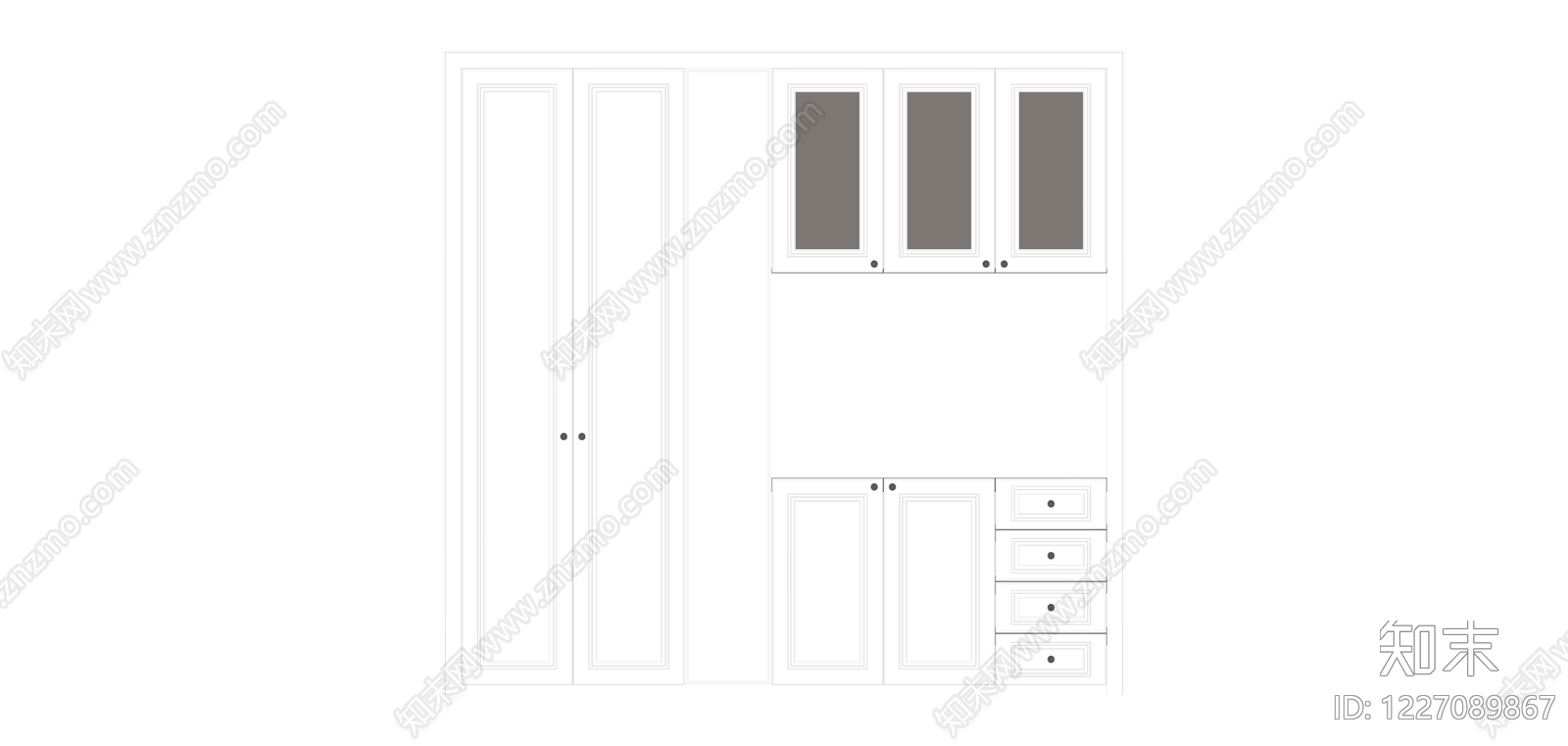 白色组合衣柜组件SU模型下载【ID:1227089867】