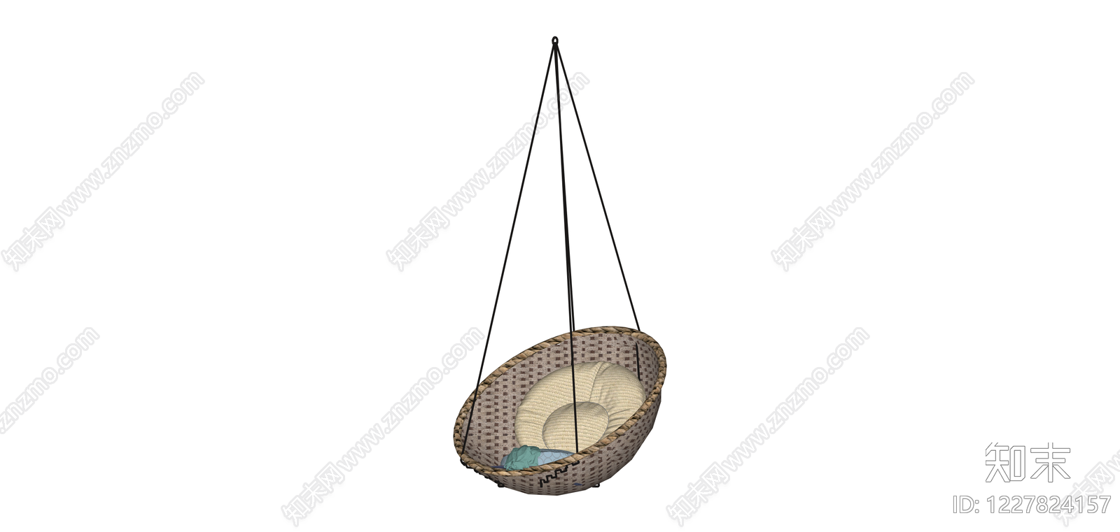 藤编吊篮摇椅SU模型下载【ID:1227824157】