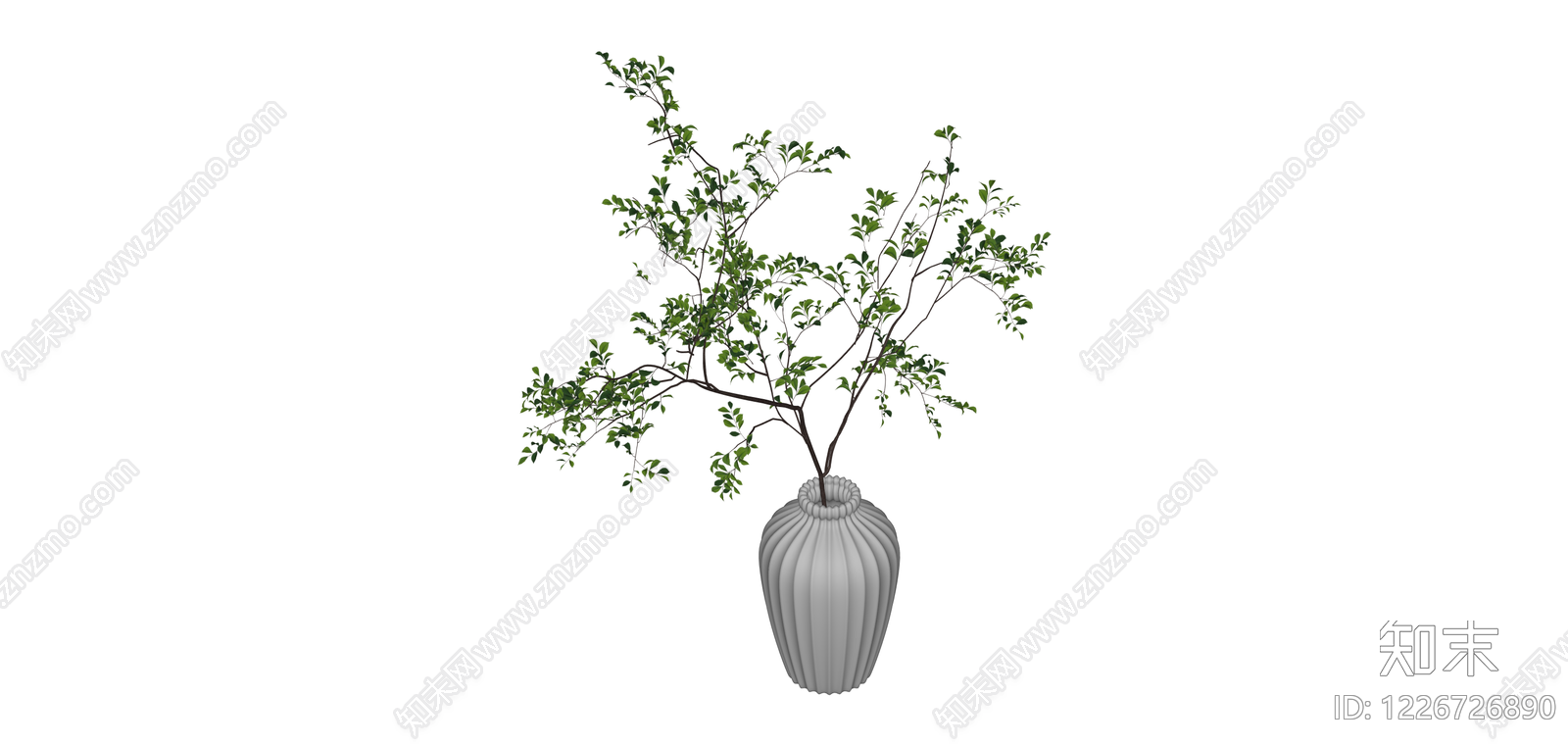 绿植盆栽（灰模）SU模型下载【ID:1226726890】