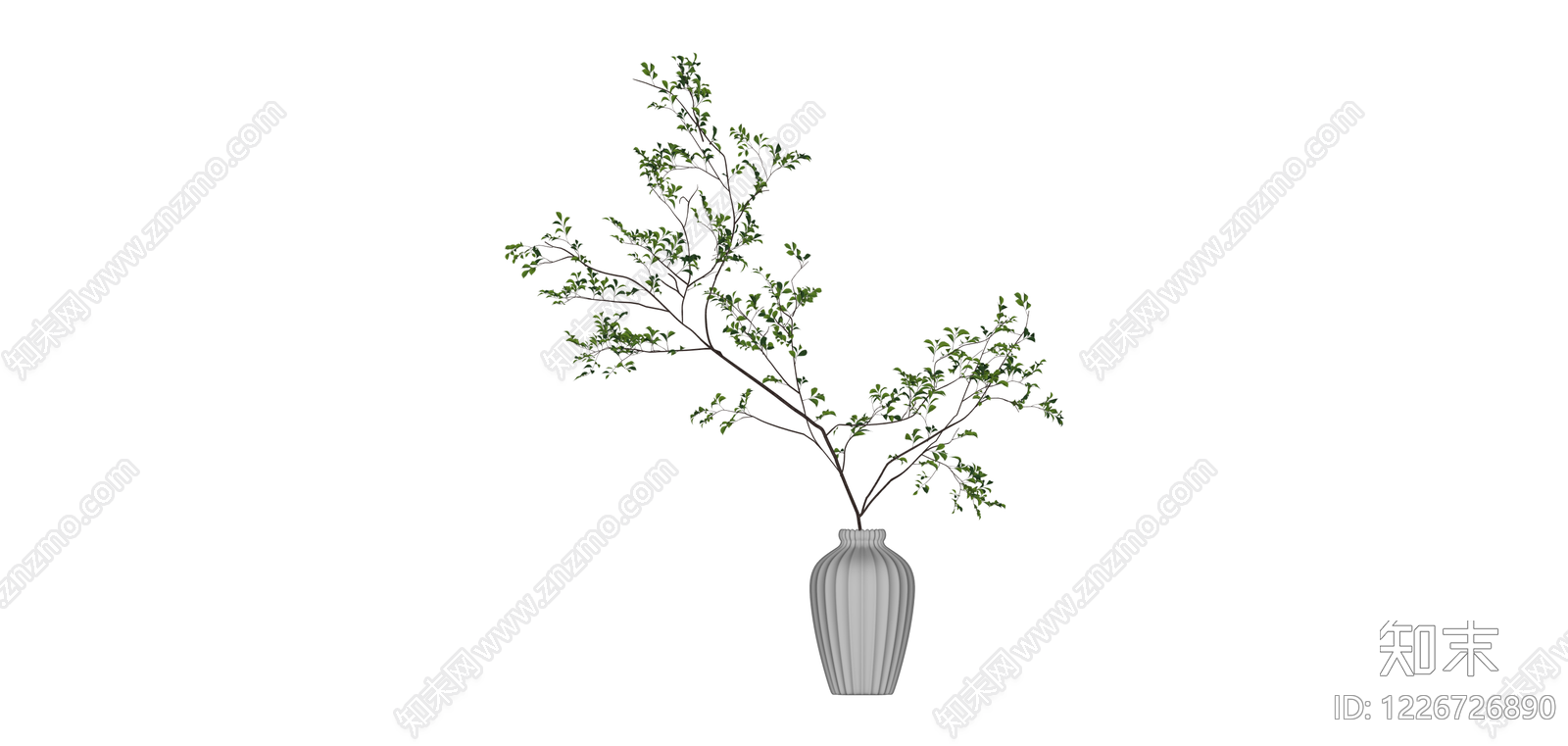 绿植盆栽（灰模）SU模型下载【ID:1226726890】