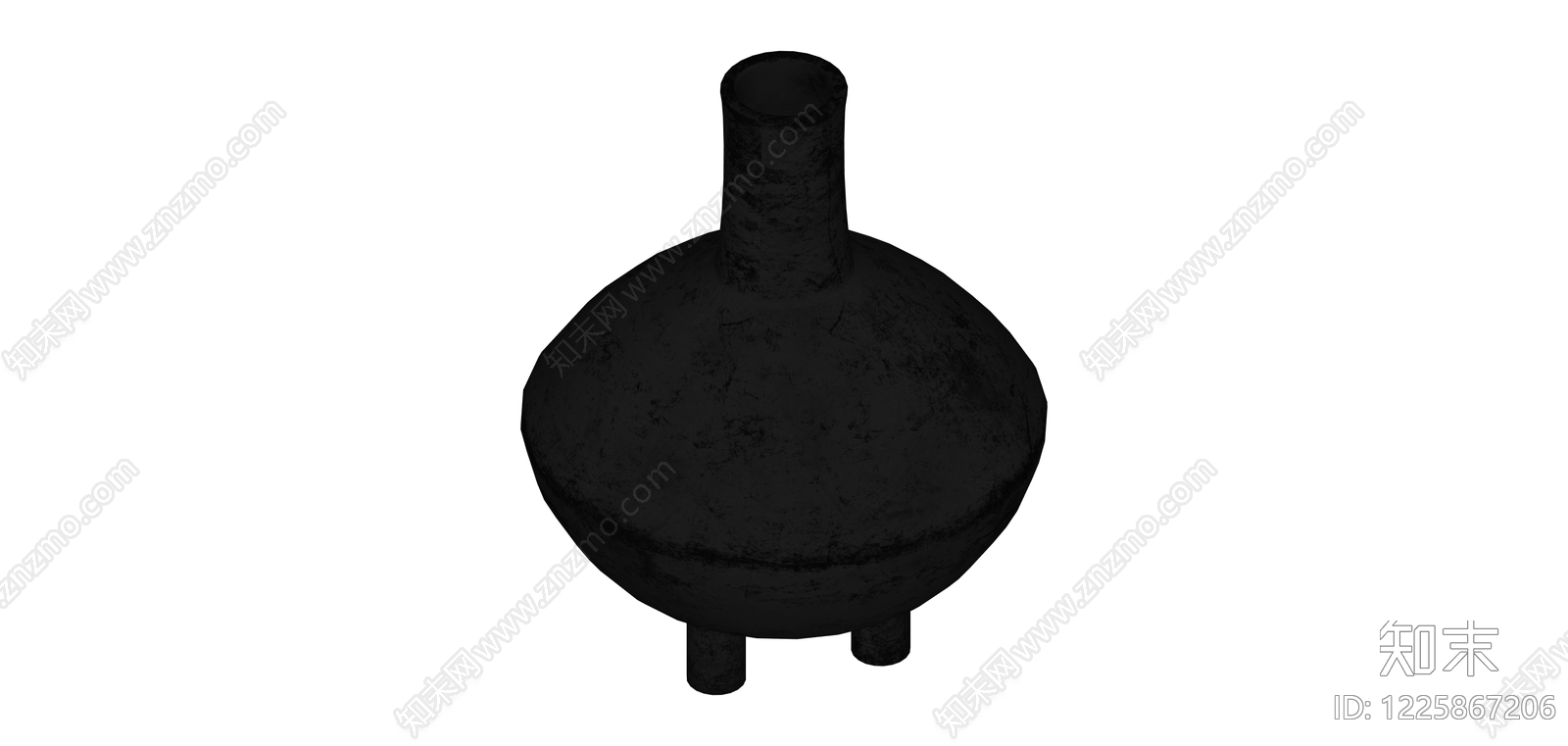 黑色三足球形器皿SU模型下载【ID:1225867206】