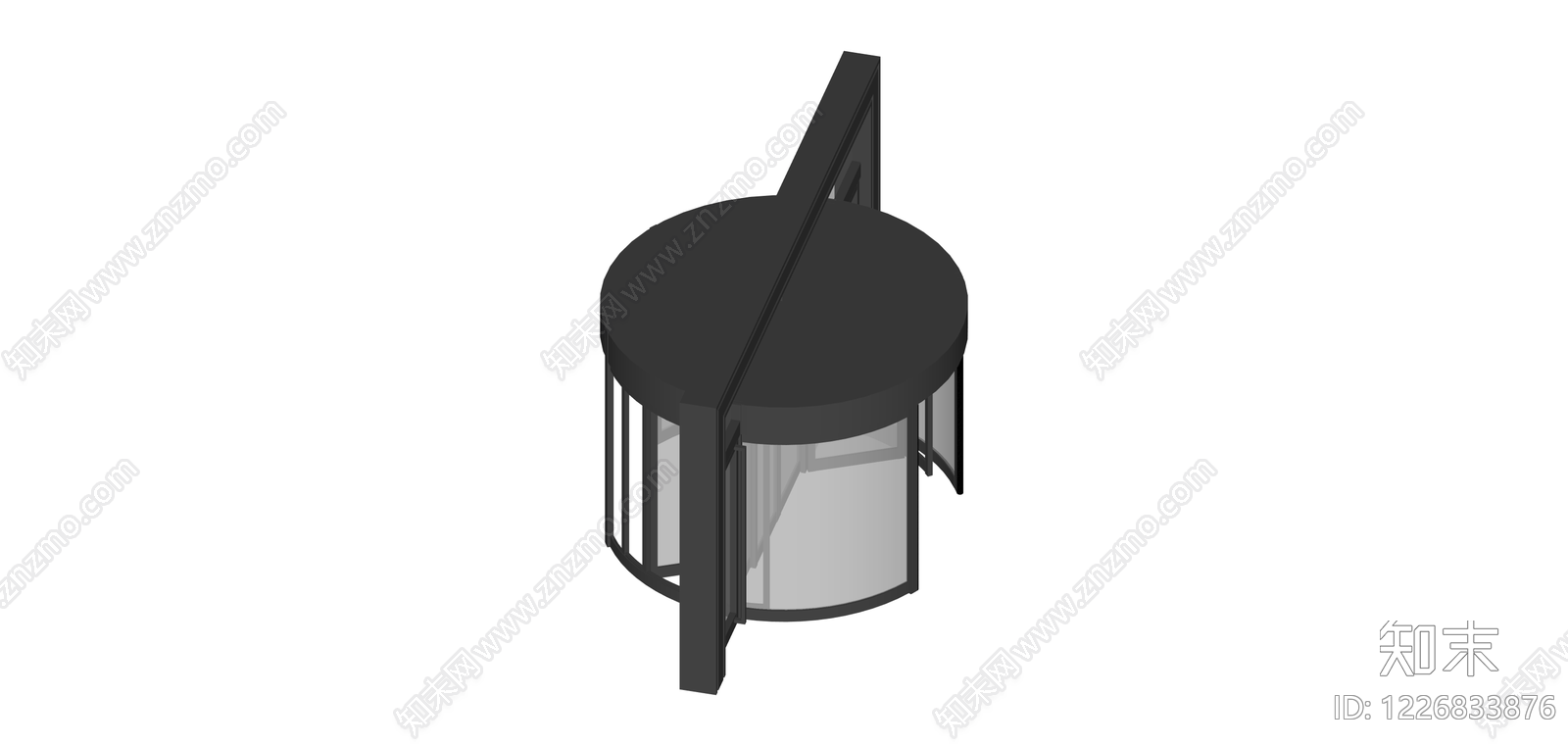 弧形玻璃旋转门SU模型下载【ID:1226833876】