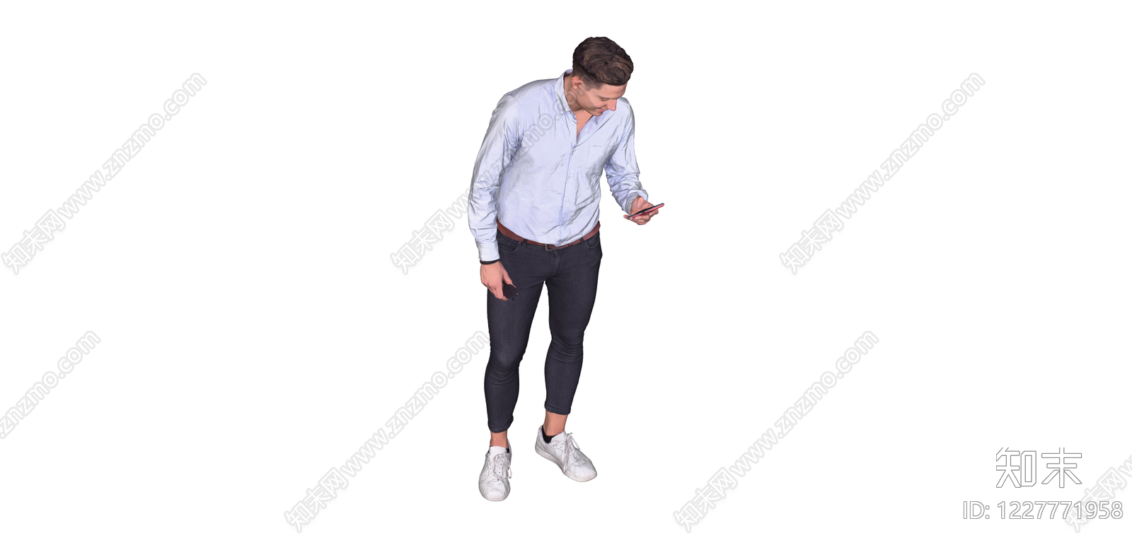 站立查看手机男性SU模型下载【ID:1227771958】