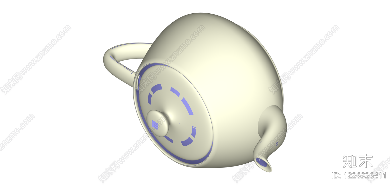 米色带盖茶壶模型SU模型下载【ID:1226926411】