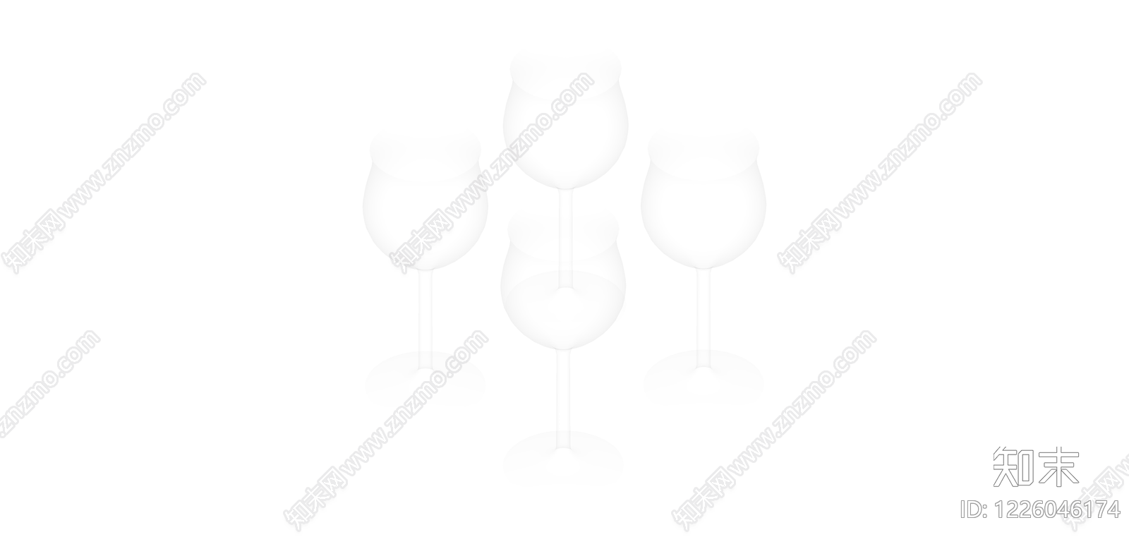 白色高脚酒杯组合SU模型下载【ID:1226046174】