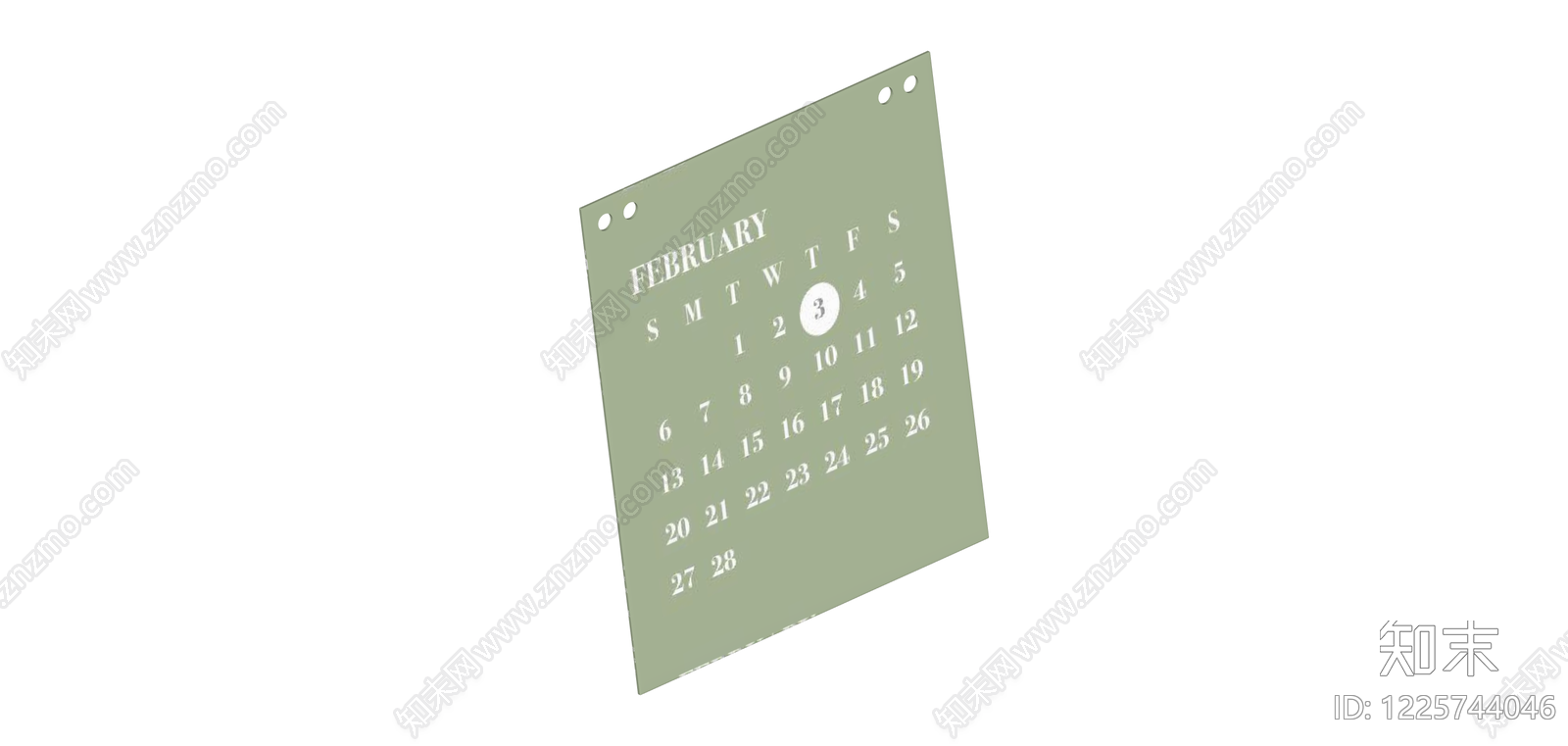 绿色日历组件SU模型下载【ID:1225744046】