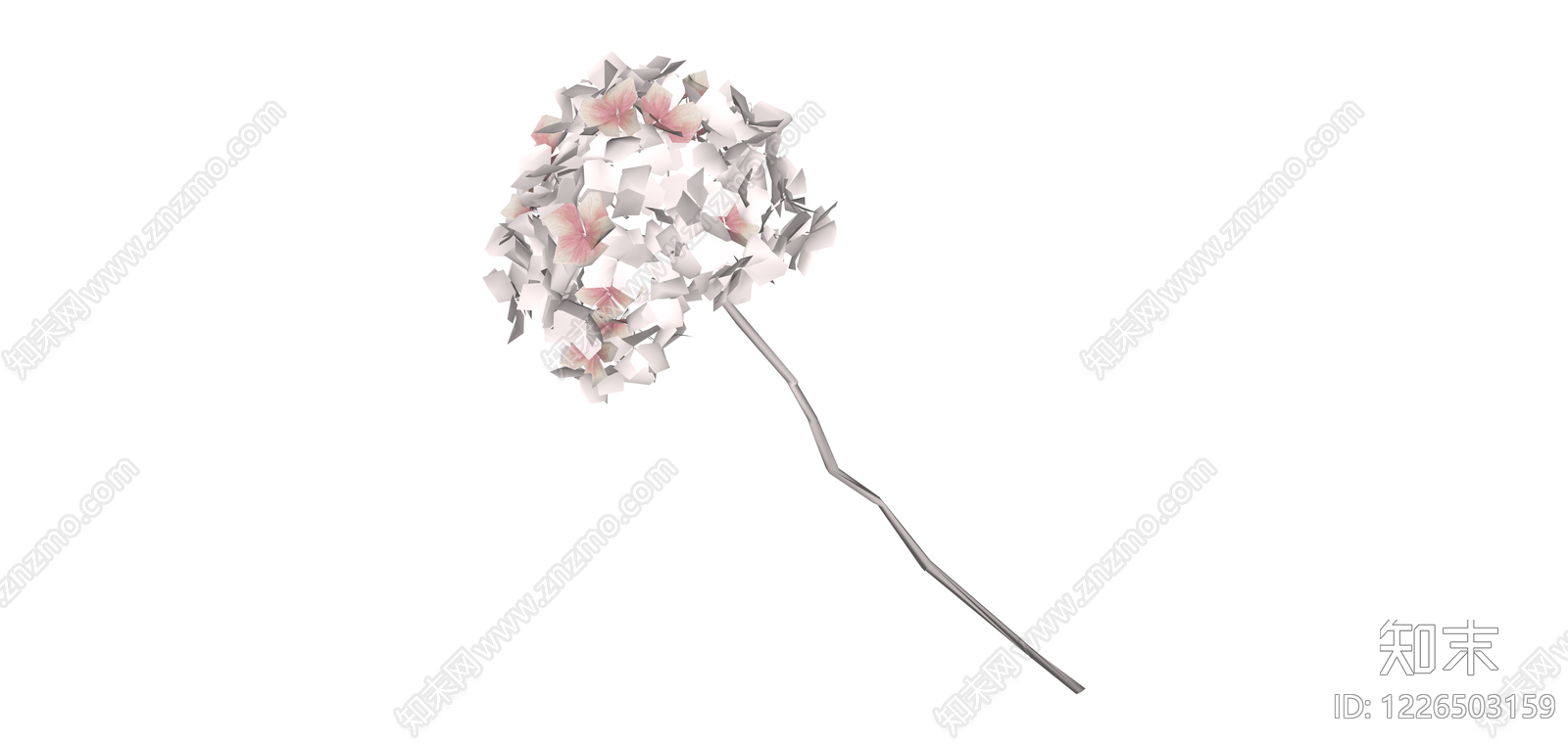 白色绣球花艺模型SU模型下载【ID:1226503159】
