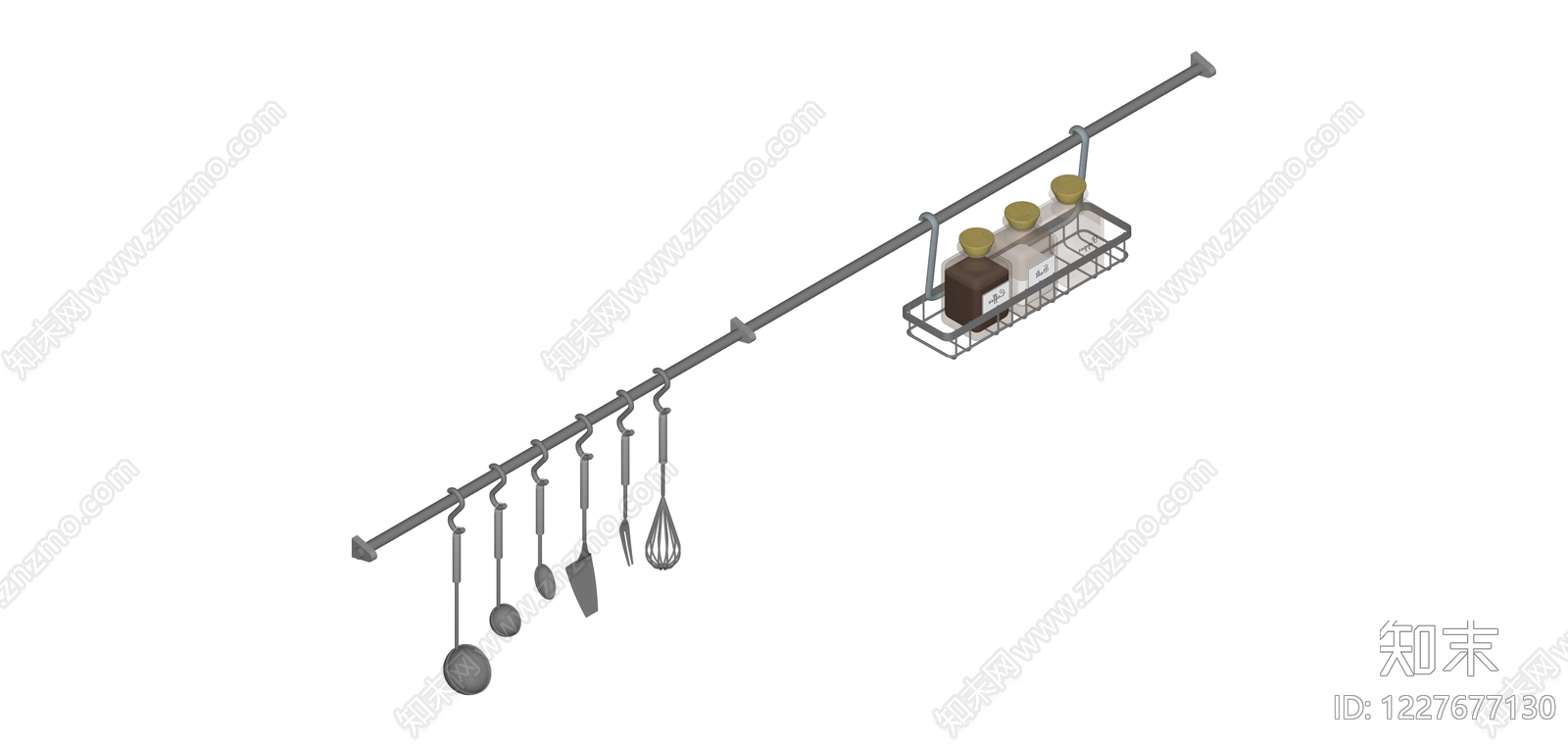 挂杆置物架厨具组合SU模型下载【ID:1227677130】