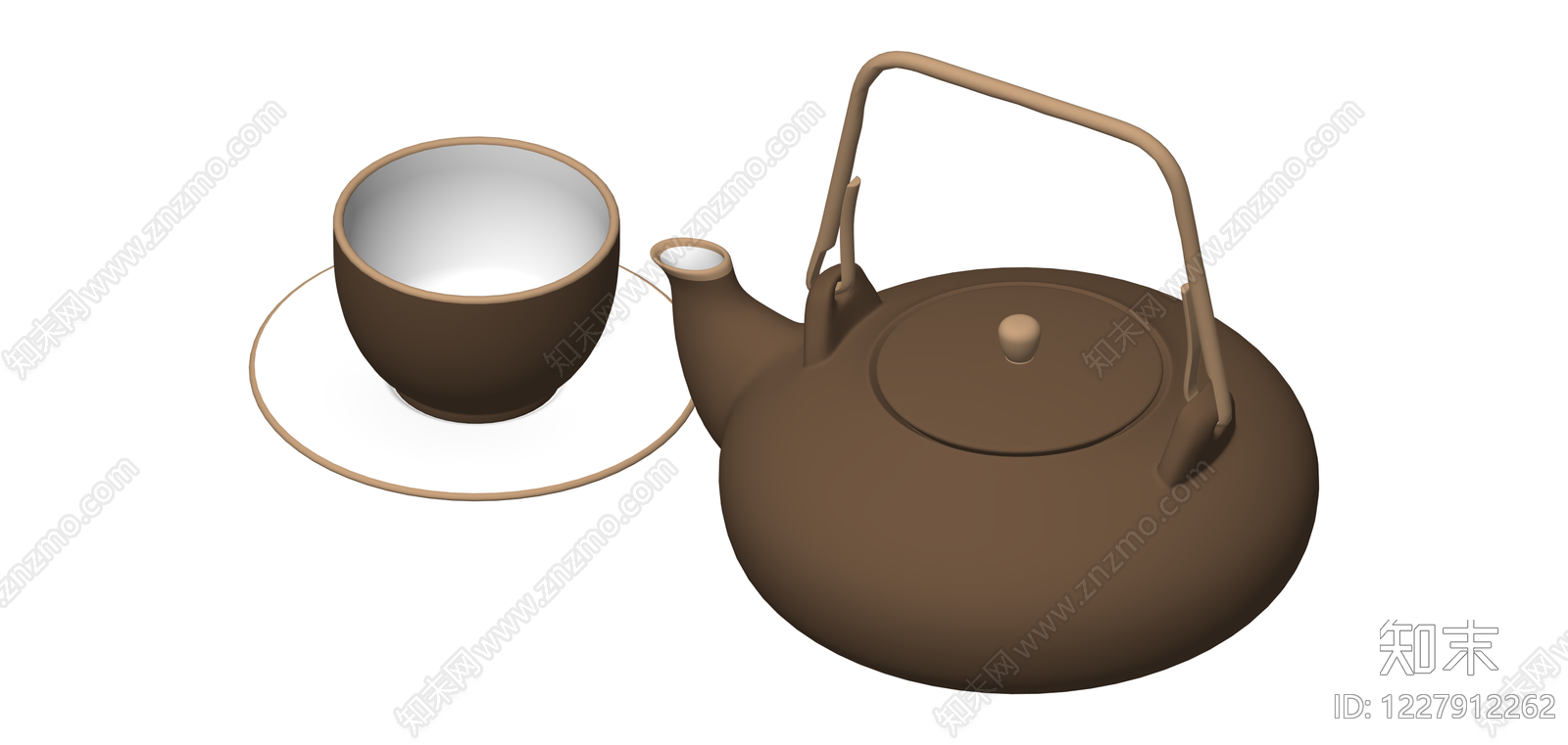 提梁壶茶杯组合SU模型下载【ID:1227912262】