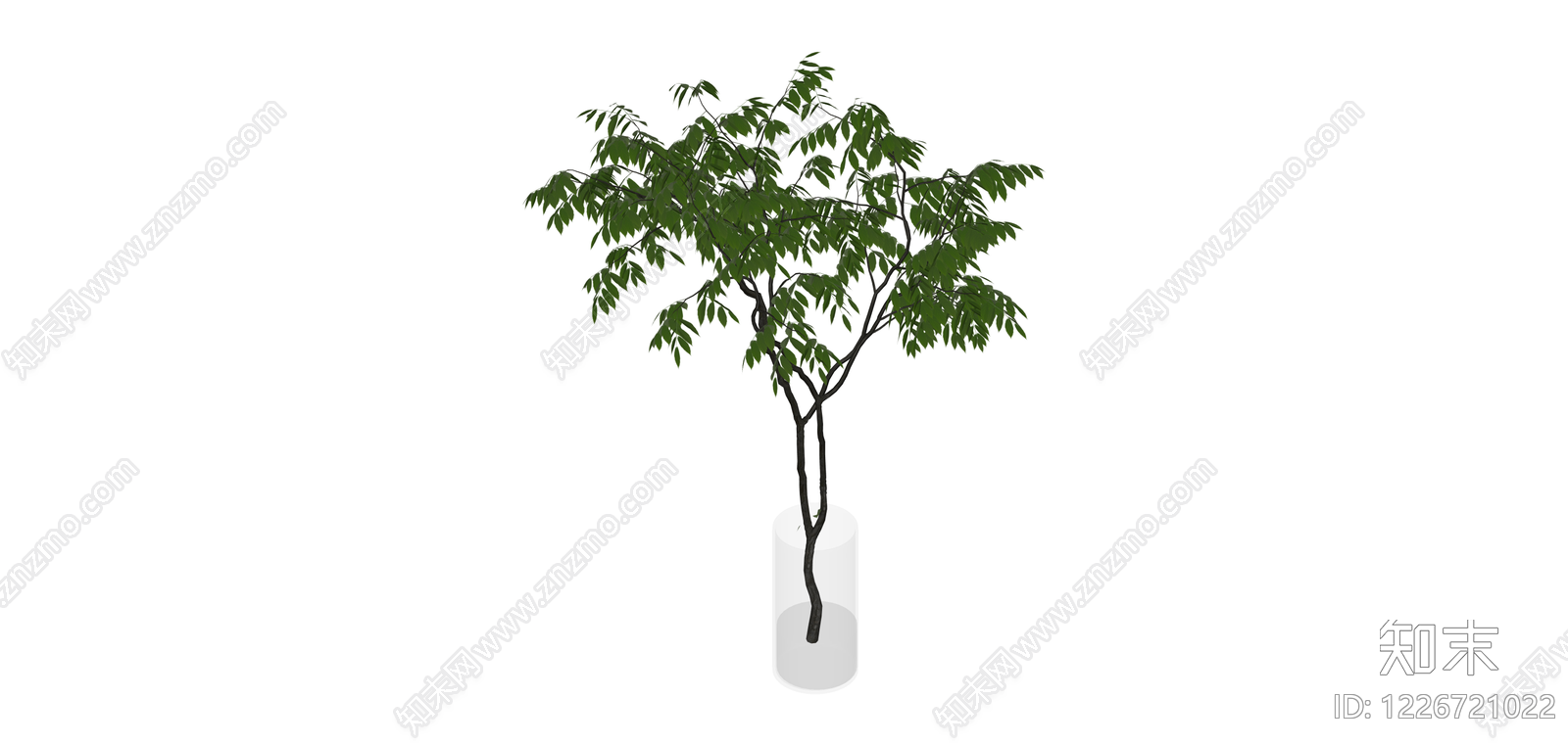 透明花瓶插枝绿植SU模型下载【ID:1226721022】