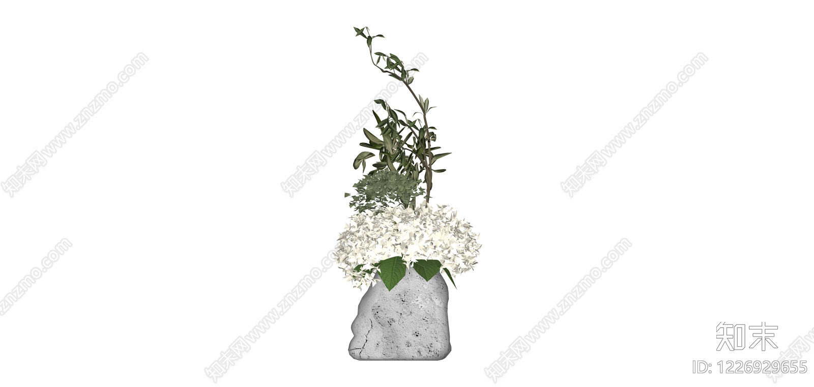石质花器插花组合SU模型下载【ID:1226929655】