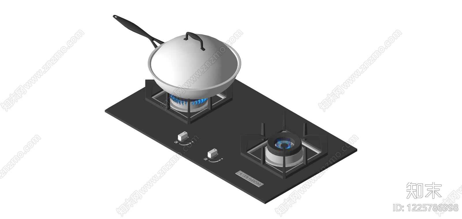 带锅具燃气灶具组合SU模型下载【ID:1225786998】