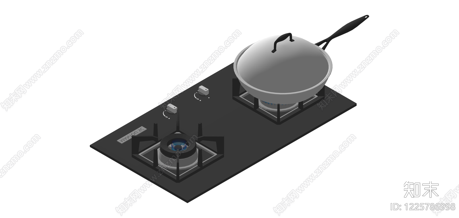 带锅具燃气灶具组合SU模型下载【ID:1225786998】
