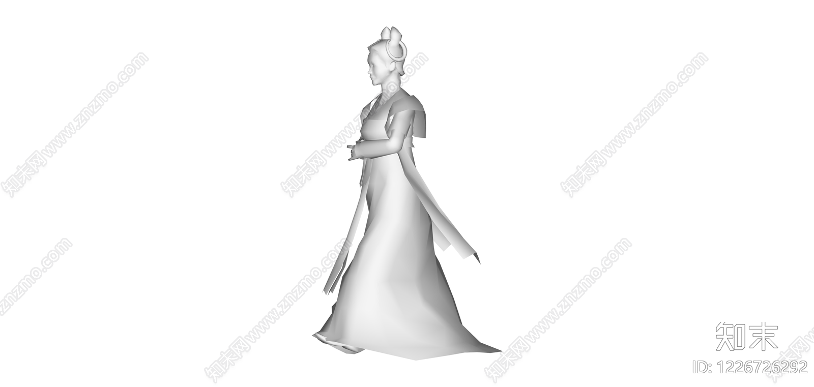 古装女性人物白模SU模型下载【ID:1226726292】