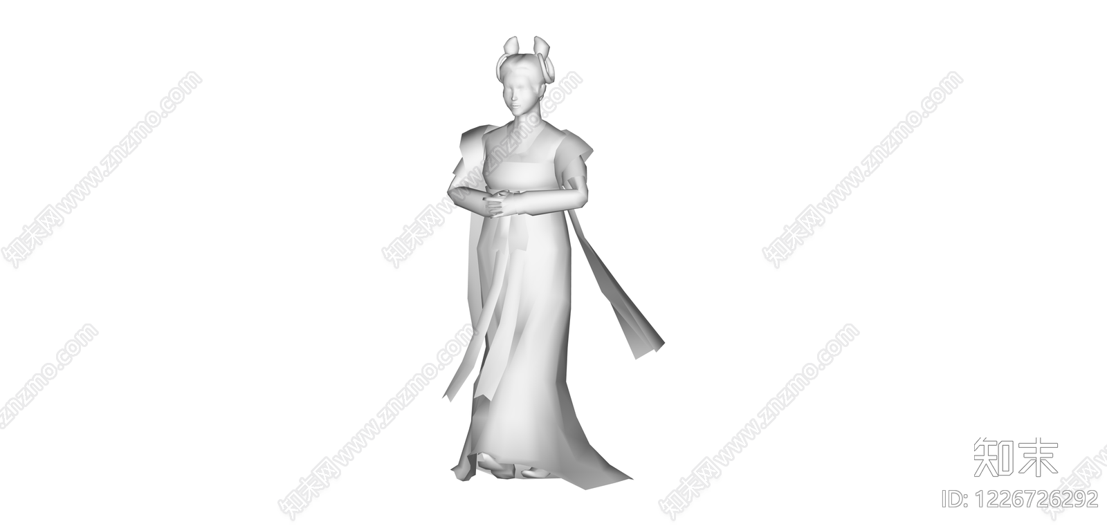 古装女性人物白模SU模型下载【ID:1226726292】