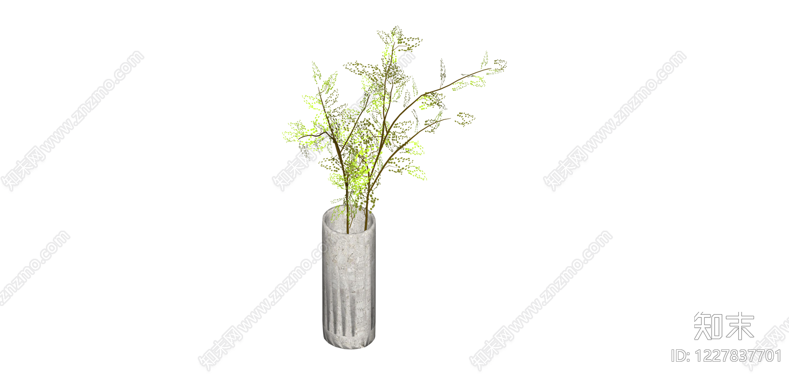混凝土花瓶绿植组合SU模型下载【ID:1227837701】