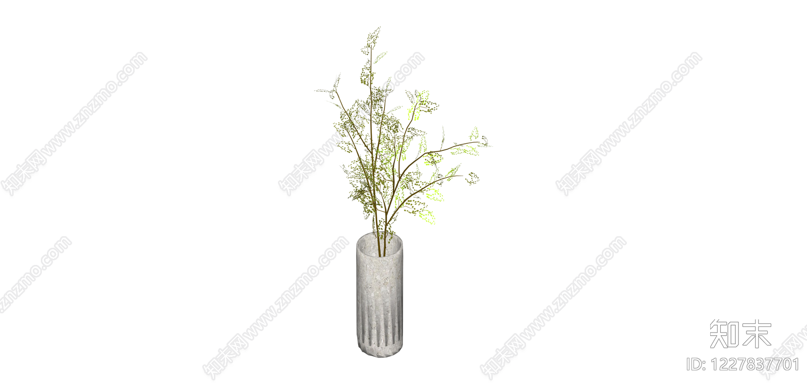 混凝土花瓶绿植组合SU模型下载【ID:1227837701】