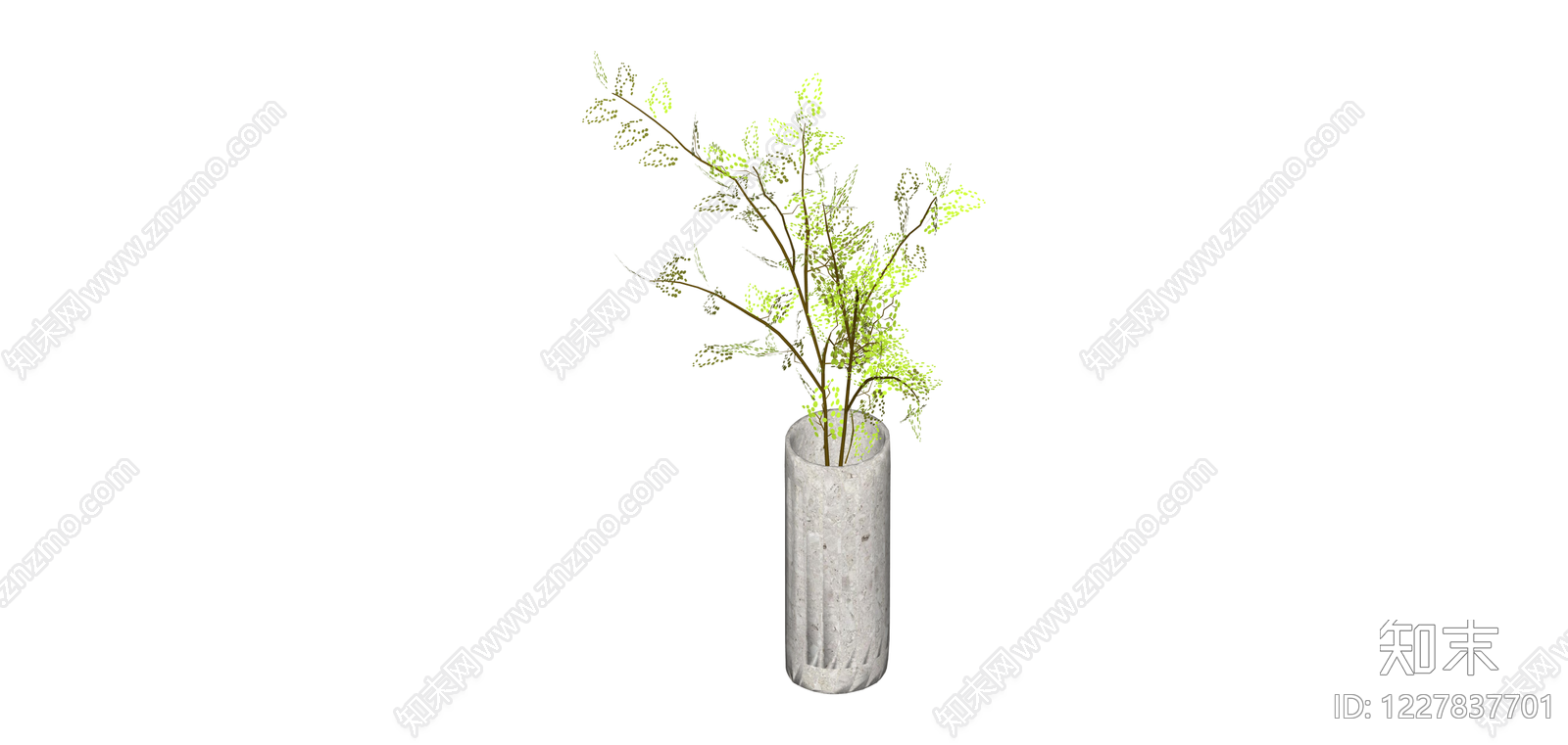 混凝土花瓶绿植组合SU模型下载【ID:1227837701】