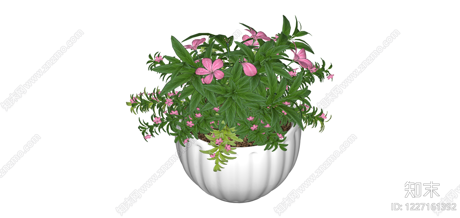 白色花盆栽植组合SU模型下载【ID:1227161392】
