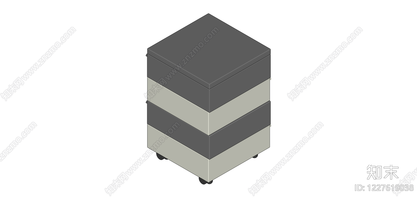 灰白配色移动文件柜SU模型下载【ID:1227619038】