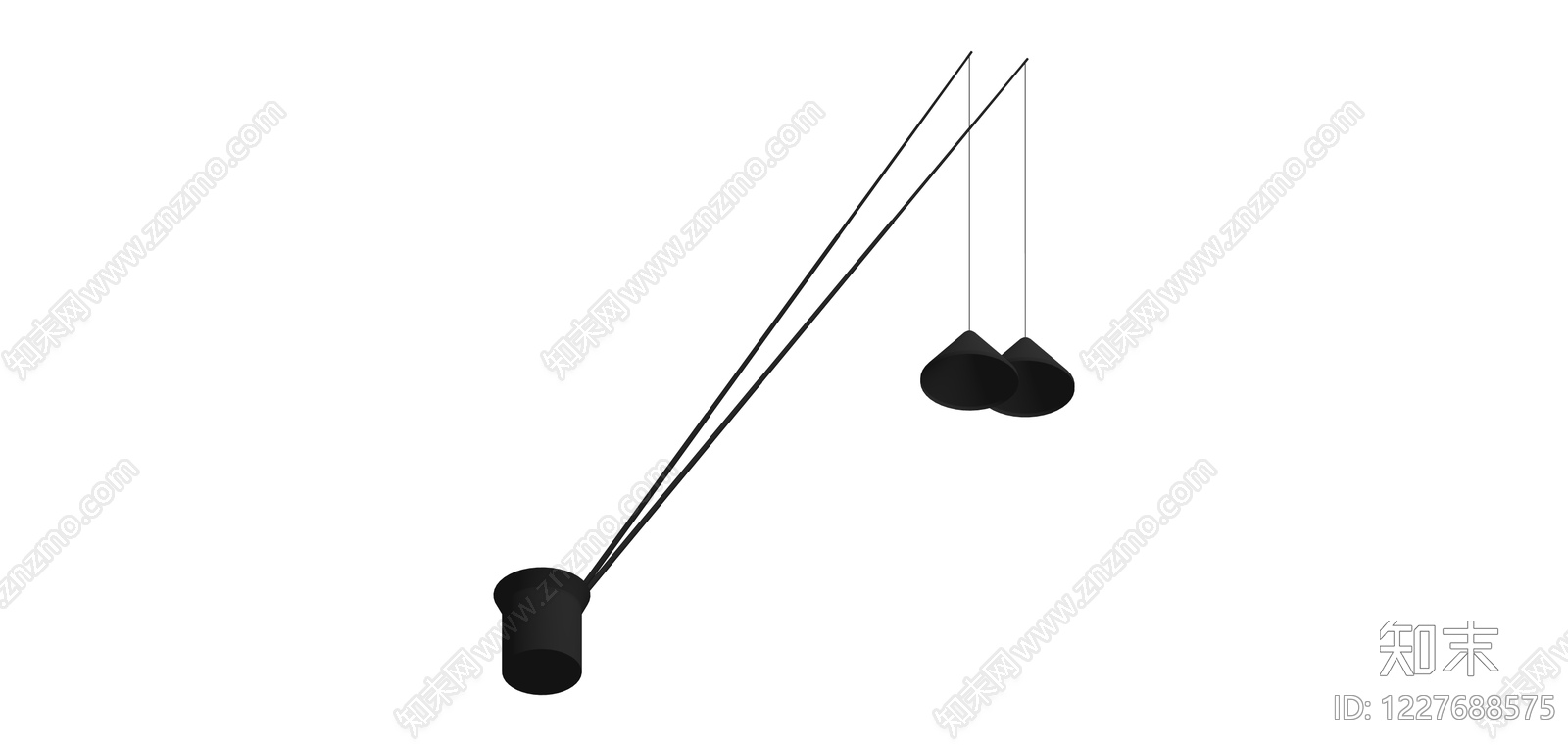 黑色锥形悬挂吊灯SU模型下载【ID:1227688575】