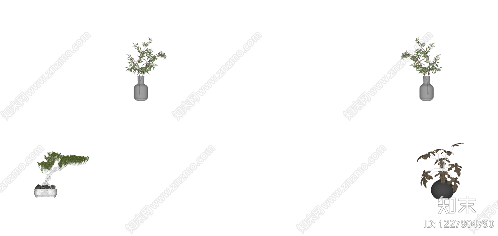 盆栽绿植组合模型SU模型下载【ID:1227804790】