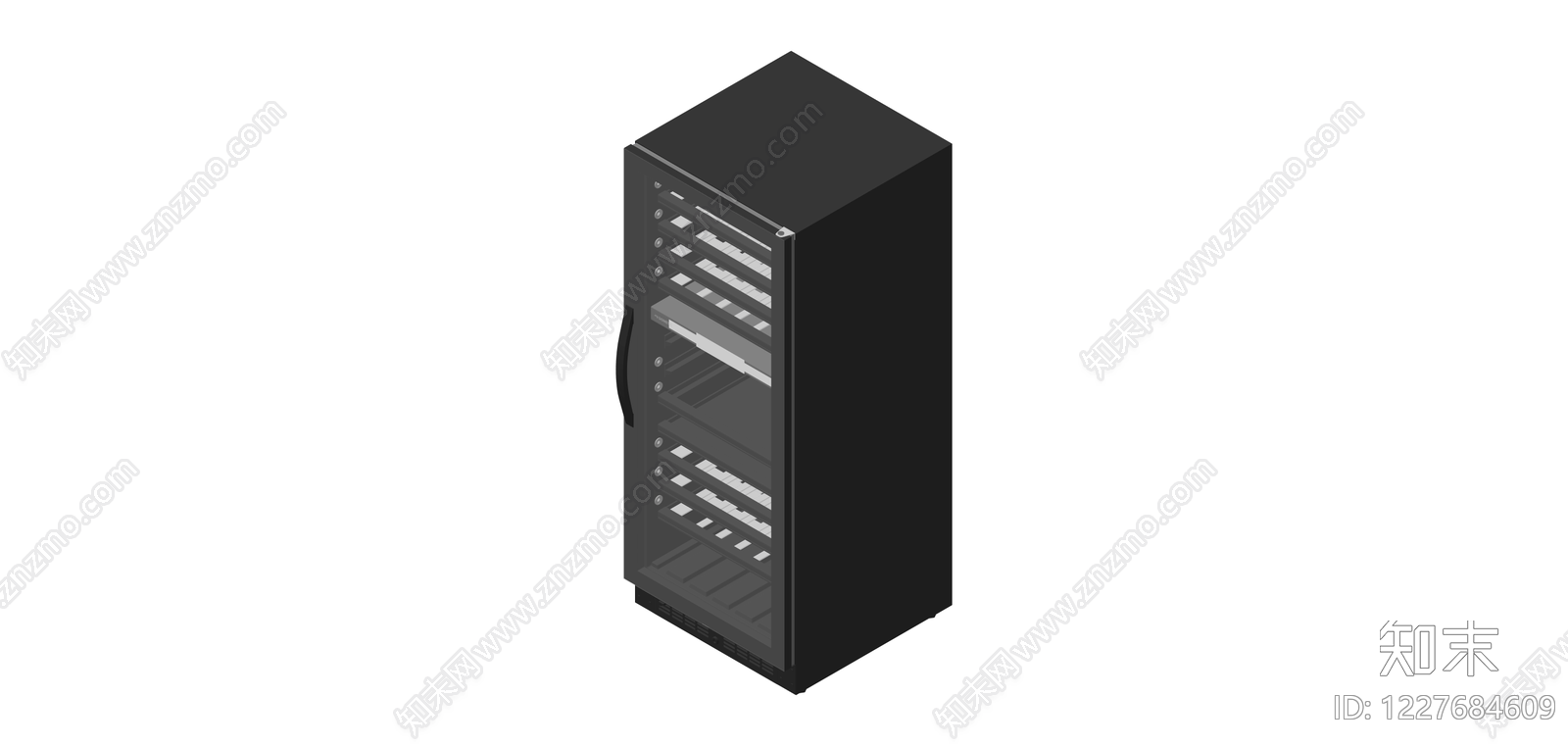 黑色商用酒柜SU模型下载【ID:1227684609】
