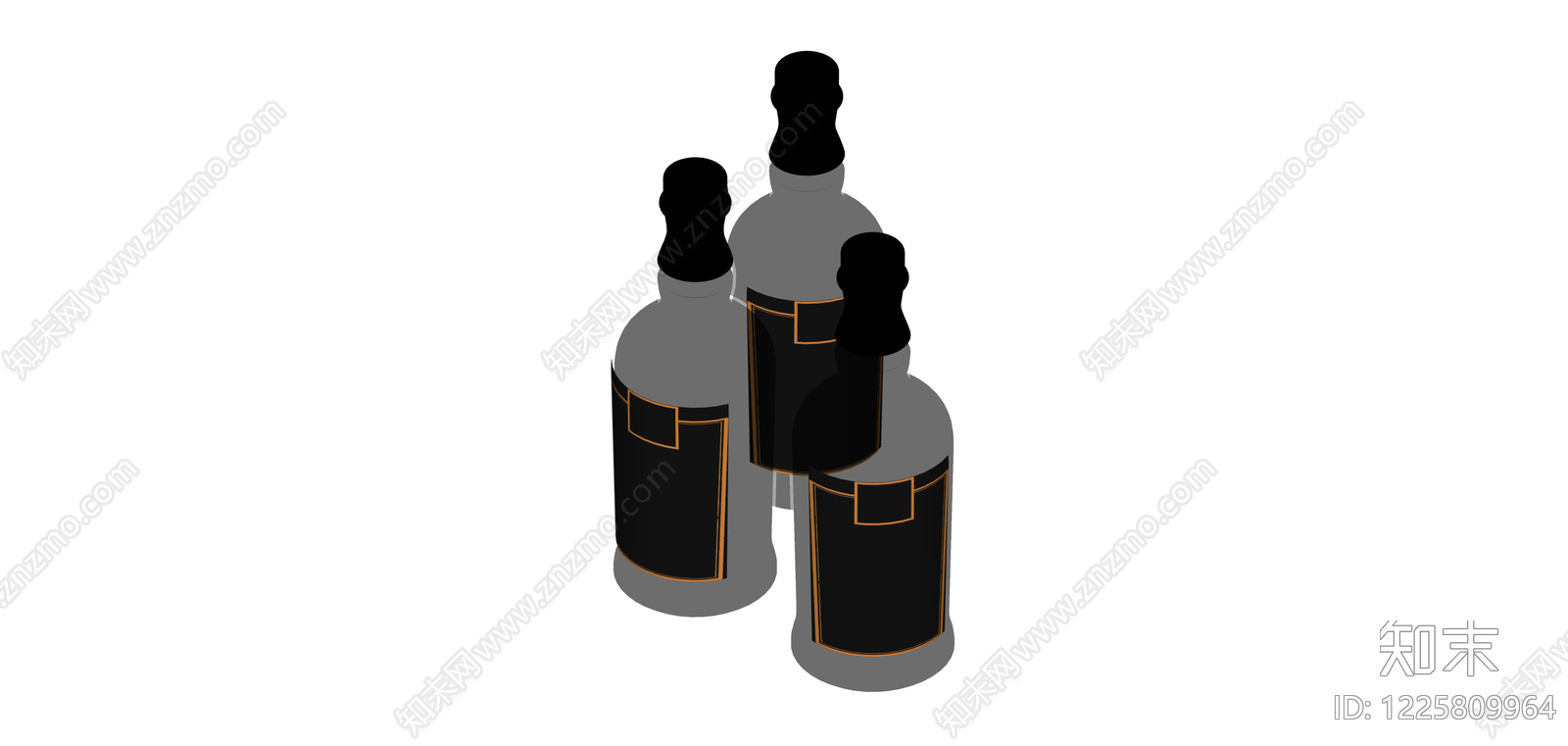 灰色酒瓶模型SU模型下载【ID:1225809964】