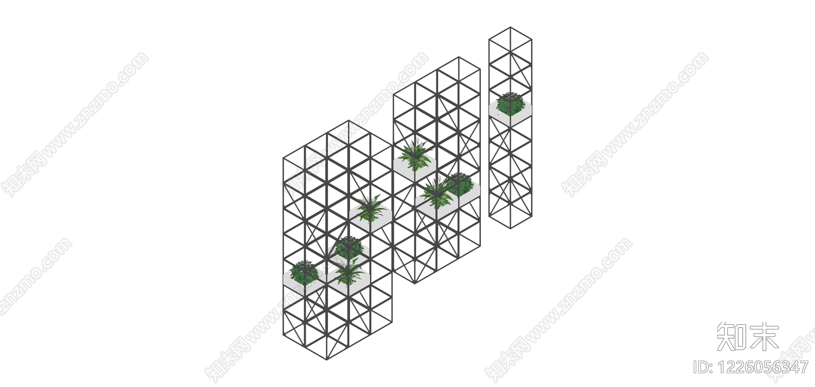 网格植物景观装置SU模型下载【ID:1226056347】