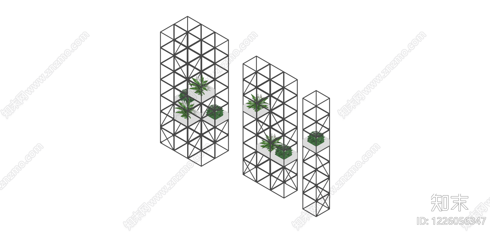 网格植物景观装置SU模型下载【ID:1226056347】
